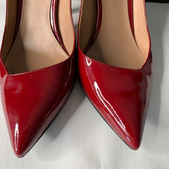 THE SELLER VERO CUOIO RED PATENT SHOES HEELS 3.5" SIZE EU 38/7.5 MADE IN ITALY - Picture 6 of 11